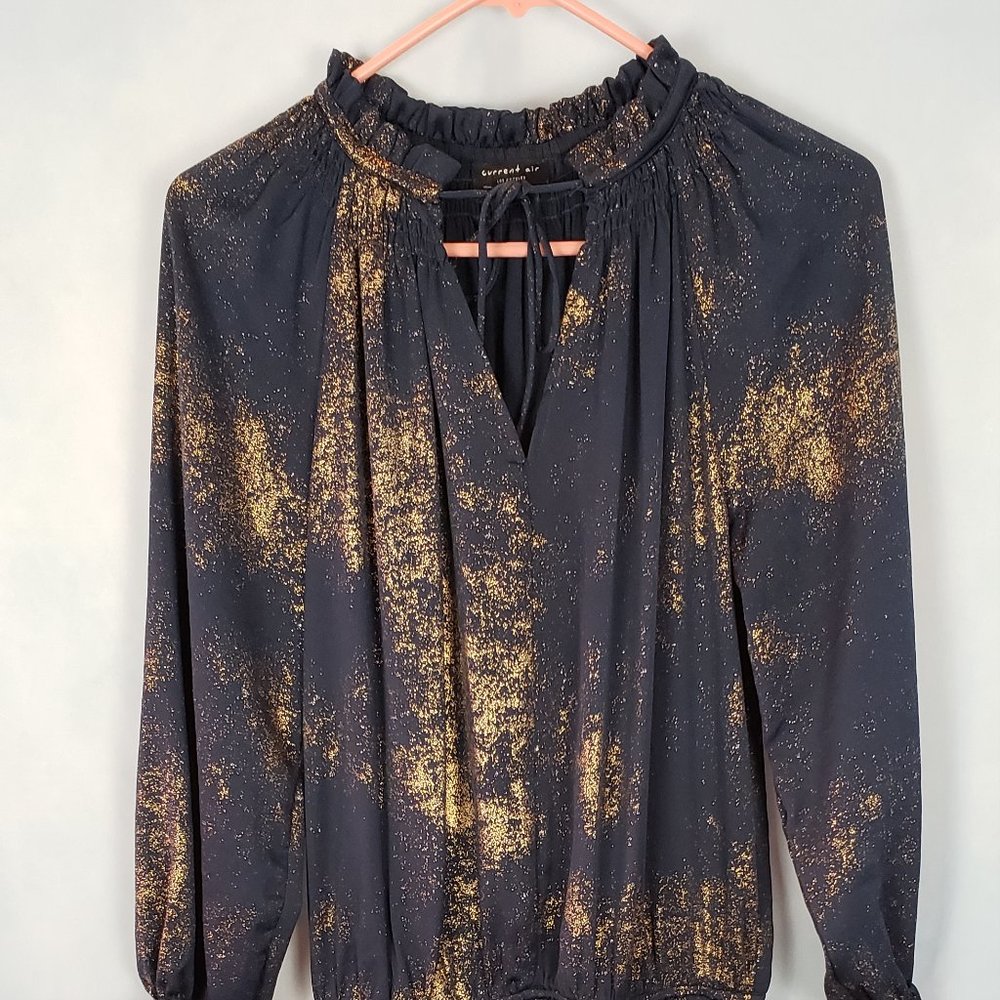 BLUE AND GOLD SUPER CUTE AND STYLISH 3/4 SLEEVE COCKTAIL DRESS